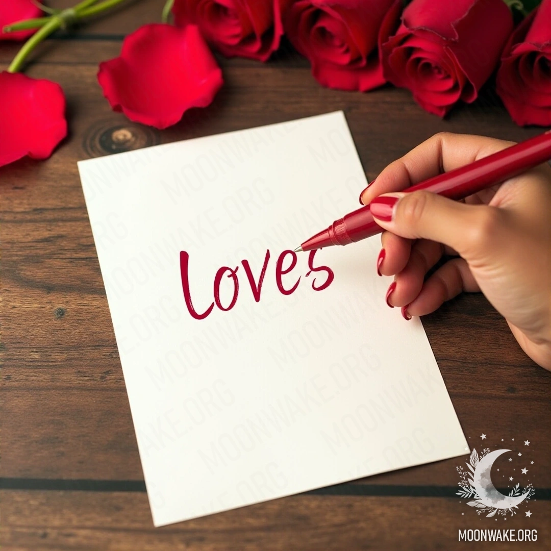 A handwritten letter placed on a rustic wooden desk surrounded by delicate rose petals.